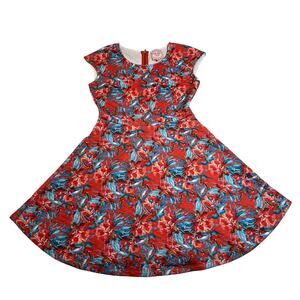 Romeo & Juliet Couture Crewneck Tropical Print Quilted Scuba Mini Dress Size Med